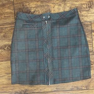 Blue Blush bodycon suede plaid skirt